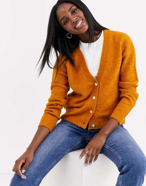 JDY textured cardigan in mustard