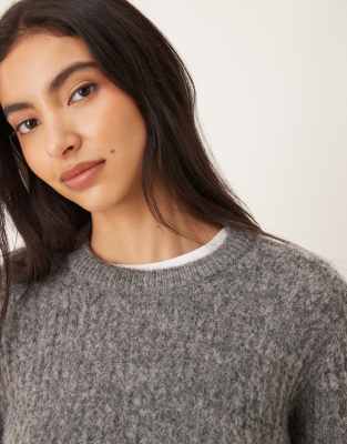Jdy Textured Knit Sweater In Gray
