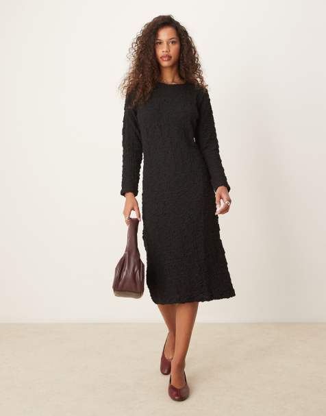 JDY textured midi dress in black - view 1