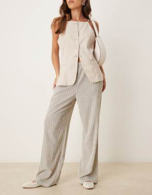 JDY JDY textured pinstripe trousers in black & white