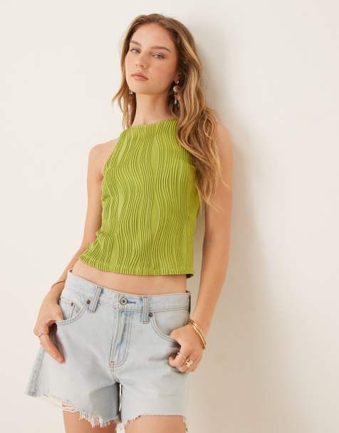 JDY textured sleeveless top in green - view 1