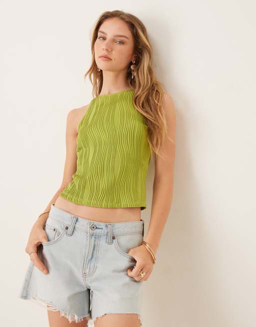 JDY textured sleeveless top in green