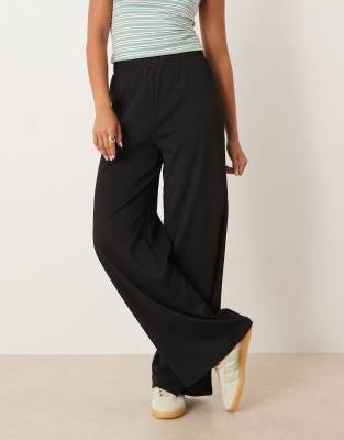 Jdy Textured Wide Leg Pants In Black