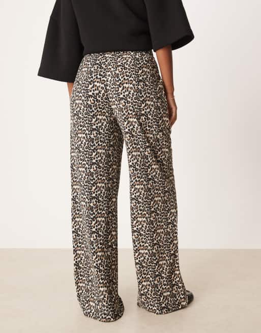 JDY textured wide leg pants in leo print, 2 of 5