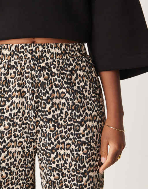 JDY textured wide leg pants in leo print, 3 of 5