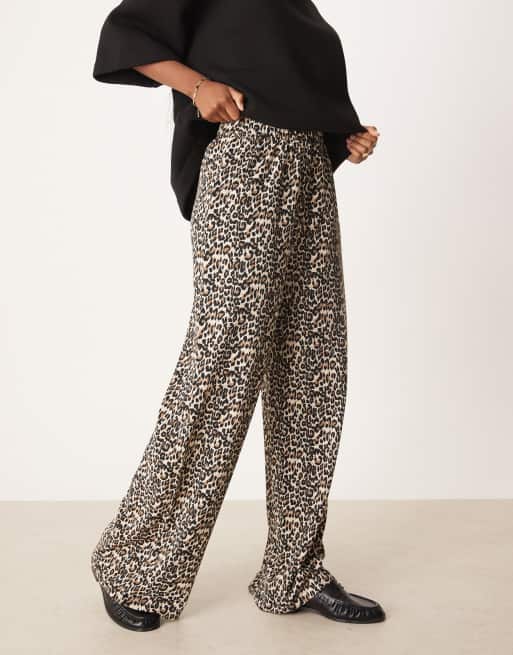 JDY textured wide leg pants in leo print, 4 of 5