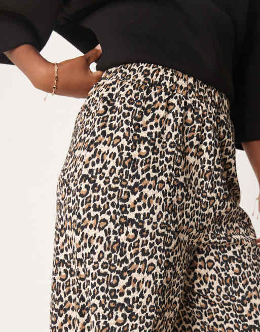 JDY textured wide leg pants in leo print, 5 of 5
