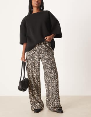Jdy Textured Wide Leg Pants In Neutral