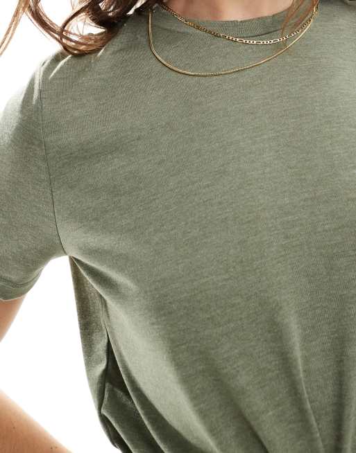 JDY tie detail t-shirt dress in green, 2 of 4