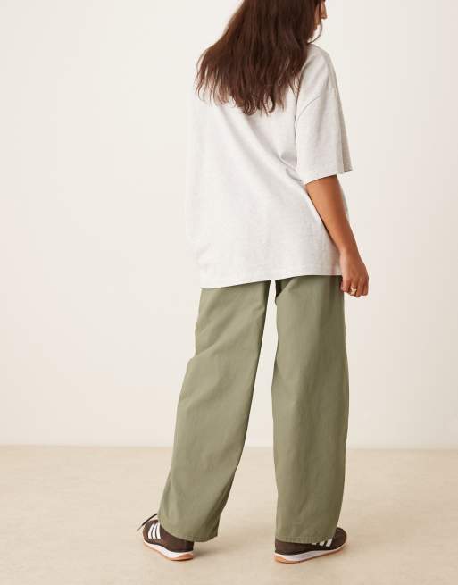 JDY tie detail wide leg pants in khaki, 4 of 4