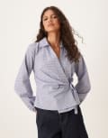 [JDY] JDY tie knot shirt in light blue checks 2XL Light blue
