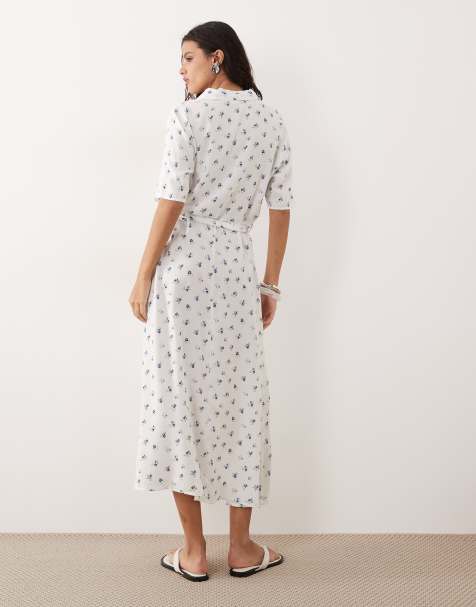 white lemon dress Janis Cotton Frill Maxi Dress - Lemon