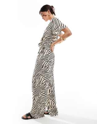 JDY tie waist wide leg jumpsuit zebra Sale