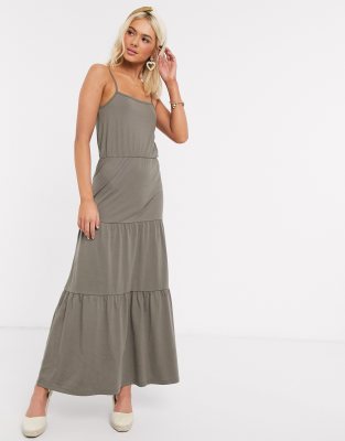 JDY tiered jersey maxi dress in green