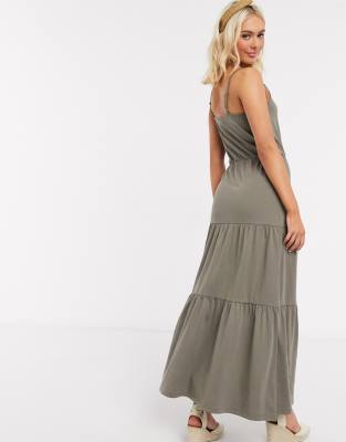 tiered jersey maxi dress