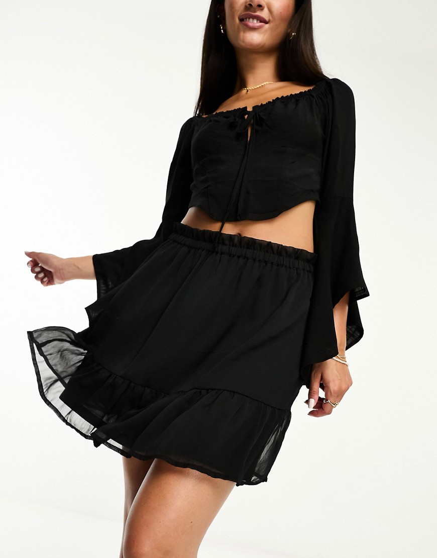 JDY tiered mini skirt in black