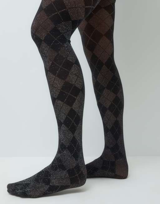 JDY tights in black argyle, 5 of 5