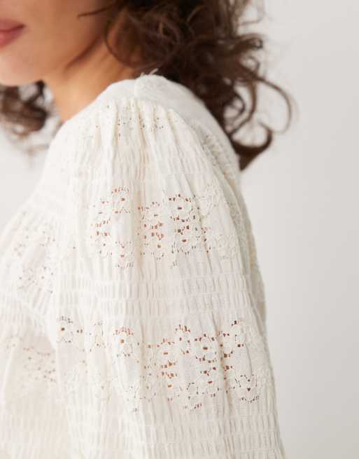 JDY - Top a maniche lunghe testurizzato bianco, 3 di 4