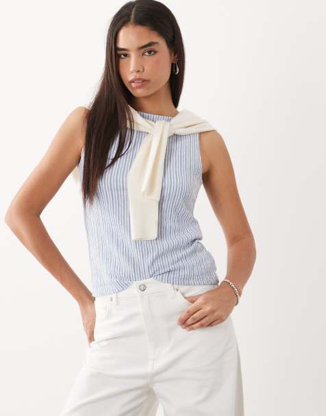 JDY - Top a rayas azules con cuello barco - view 1