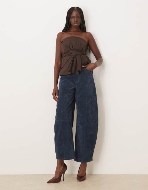 JDY - Top bandeau avec taille corsetée et détail froncé - Marron foncé, 3 de 4