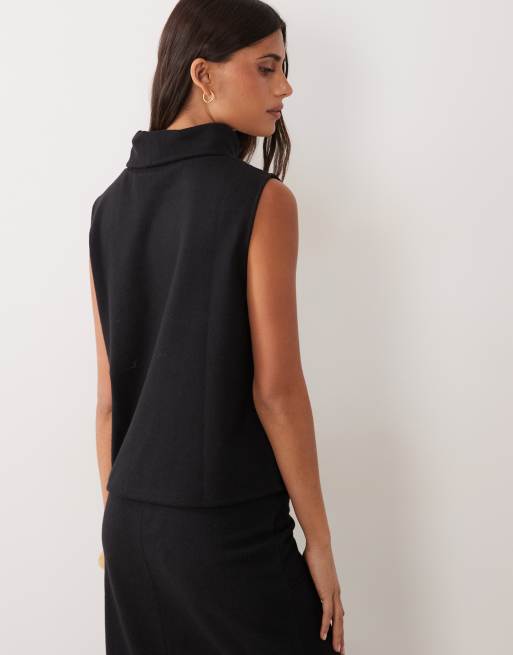 JDY - top de punto sin mangas de cuello alto para conjunto en negro, 3 de 4