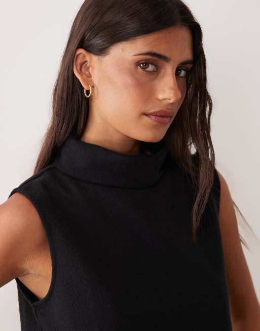 JDY - top de punto sin mangas de cuello alto para conjunto en negro, 4 de 4