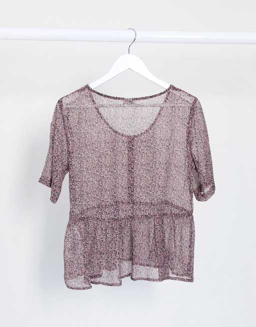 JDY - Top in chiffon a fiorellini viola, 2 di 4