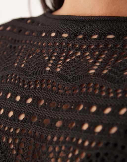 JDY - Top manches longues en broderie anglaise à encolure bateau - Noir, 2 de 4