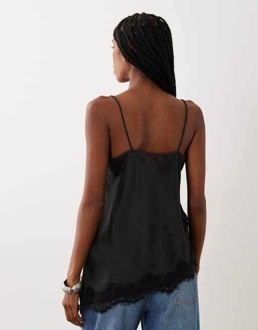 JDY - Top negro asimétrico de tirantes con detalle de encaje, 4 de 4