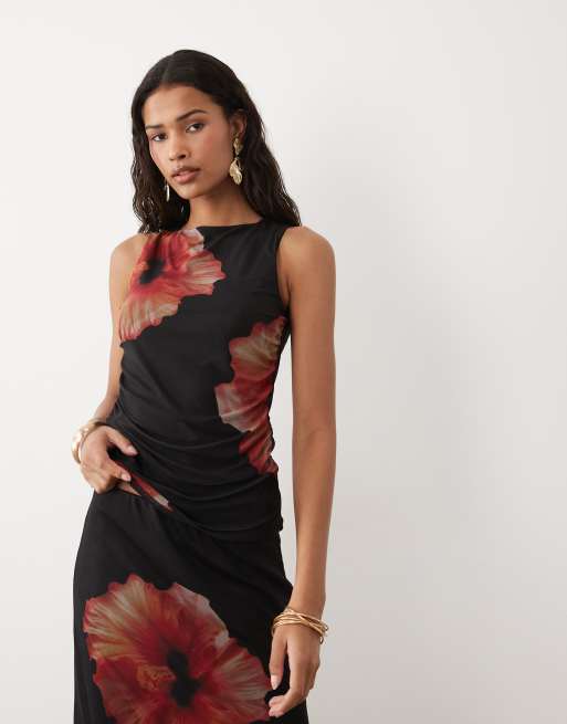 JDY - Coordinato con gonna e top in rete arricciata con stampa a fiori, 3 di 3