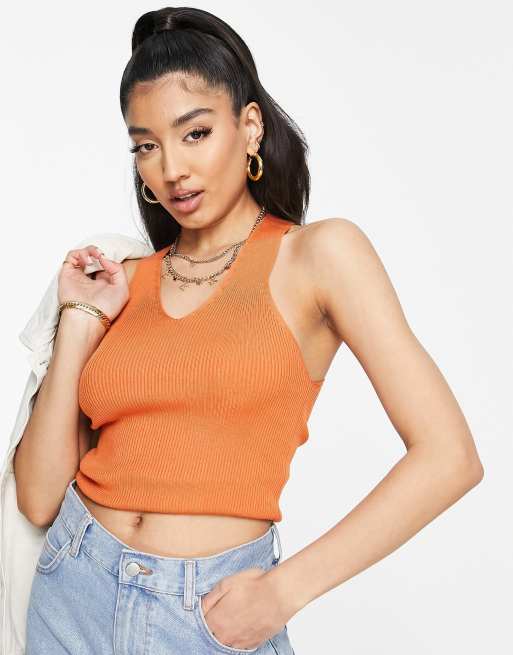 Jdy Trägertop Aus Strick In Orange Mit überkreuzten Rückenträgern Asos