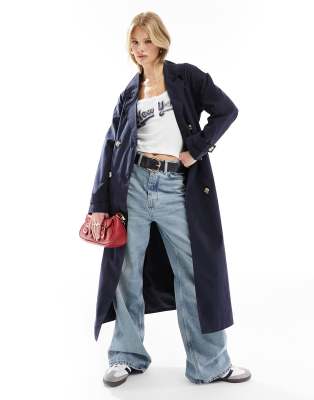 Trench Coat Superdry La Belle - Bleu Marine, Taille M - Occasion Très Bon état