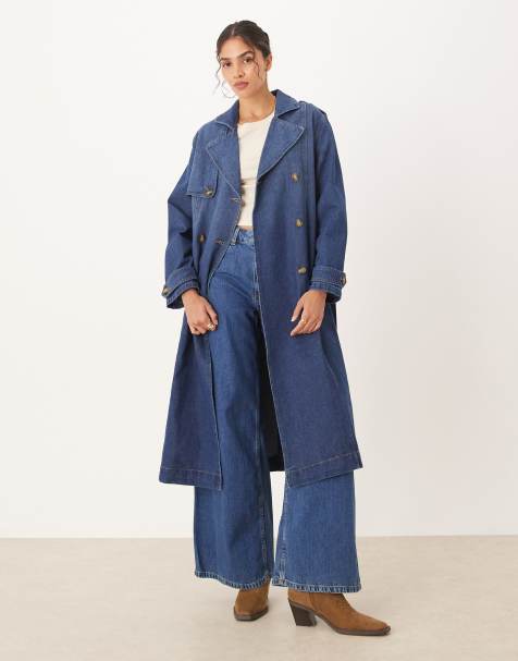 JDY - Trench-coat mi long en denim noué à la taille - Bleu foncé - view 1