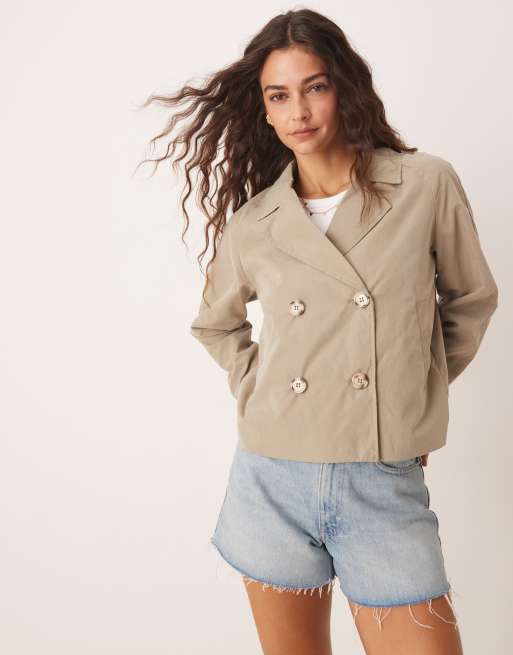JDY - Trench taglio corto squadrato beige