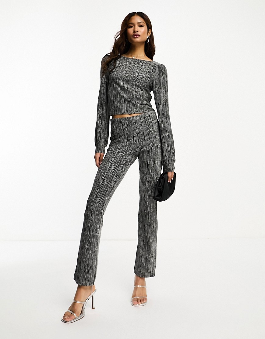 JDY trouser co-ord in black and silver glitter