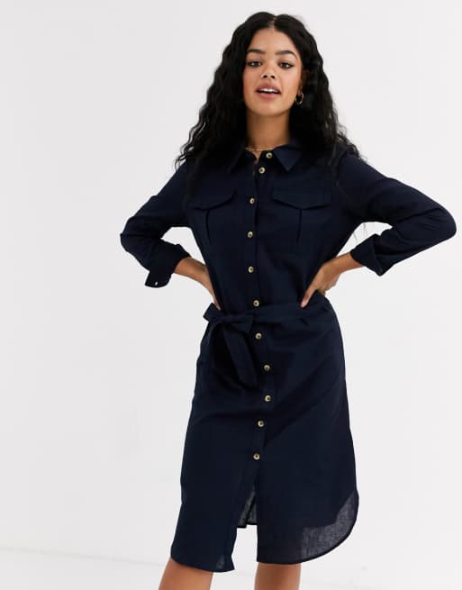 JDY Tulip long sleeve tie waist shirt dress | ASOS