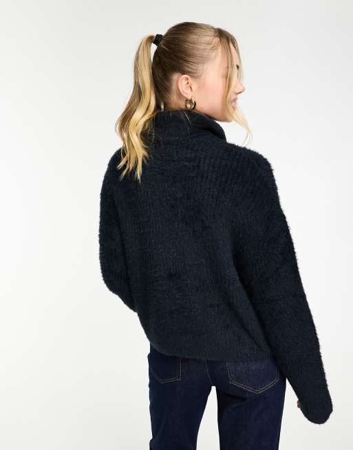 JDY turtle neck eyelash sweater in navy