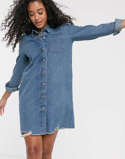 JDY – Übergroßes Jeanskleid in Blau