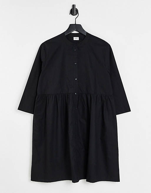 JDY Ulle smock style shirt mini dress in black