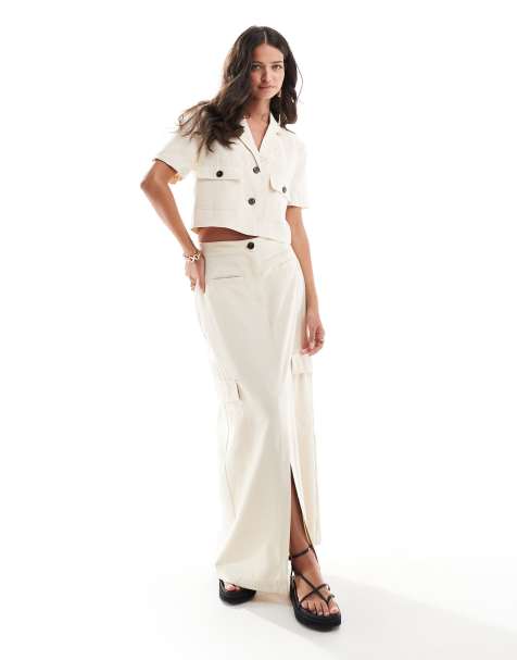 JDY utility column maxi skirt in beige (part of a set) - view 1