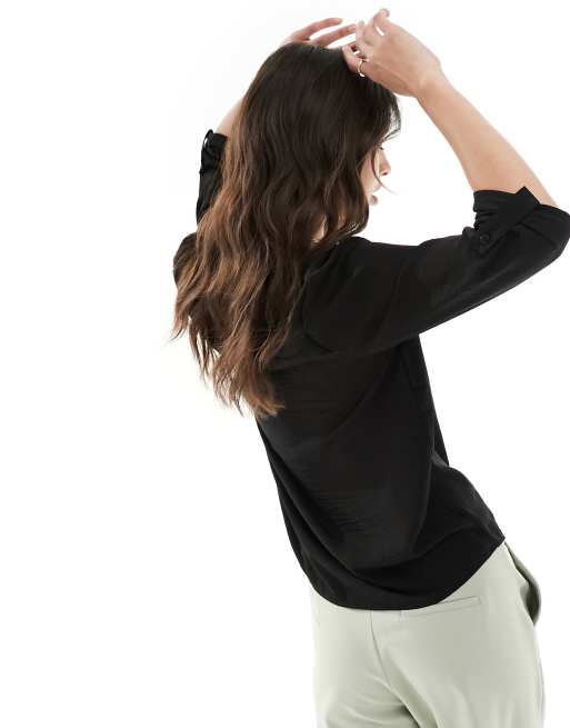 JDY v neck blouse in black, 2 of 4