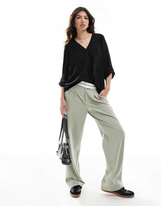 JDY v neck blouse in black, 4 of 4