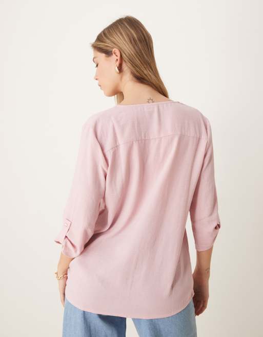 JDY v neck blouse in light pink, 4 of 4