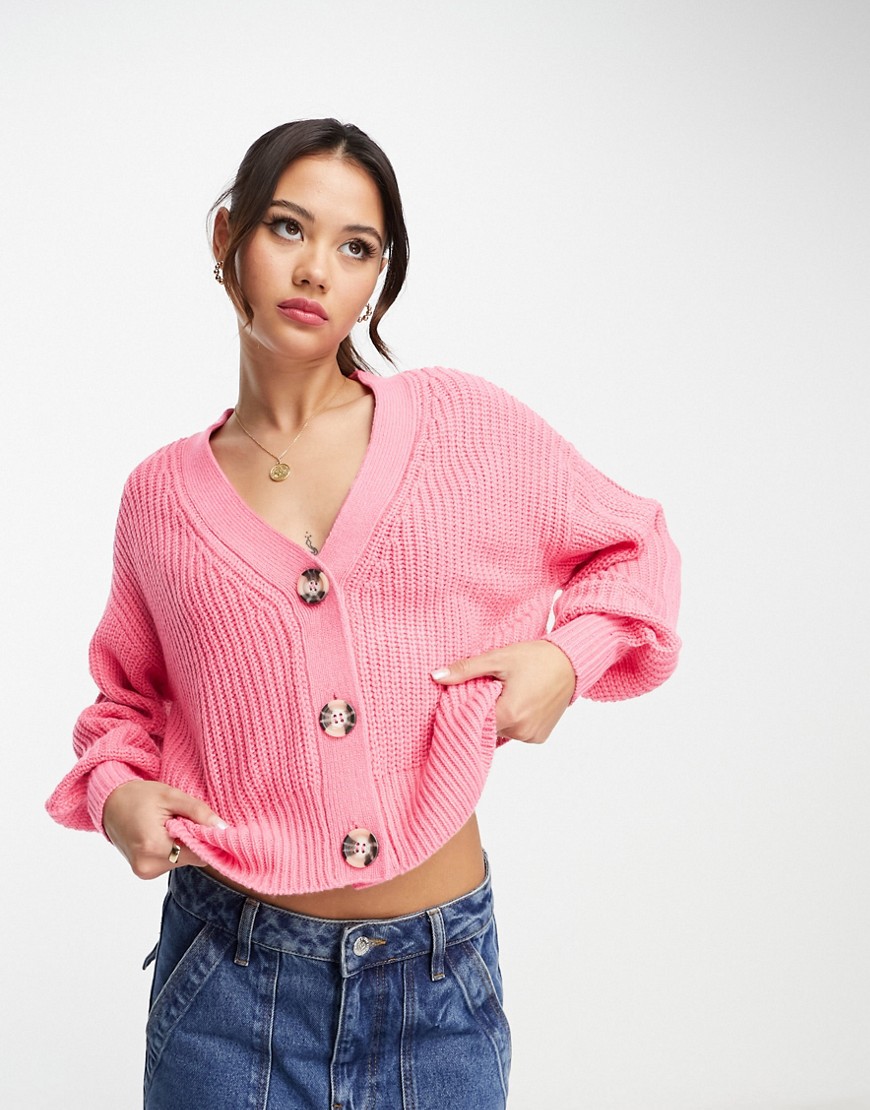 v neck button up cardigan in pink