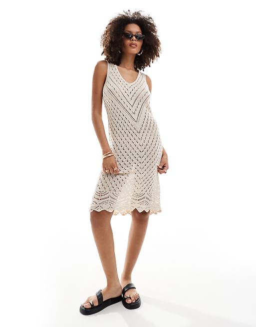knee length dresses for ladies Crochet Back Midi Dress