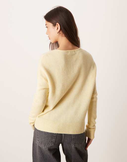 JDY v-neck jumper in pale yellow, 3 of 4