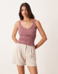 [JDY] JDY v-neck knitted singlet top in mauve-Purple XS PURPLE