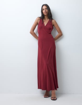 Jdy V-neck Maxi Dress In Red