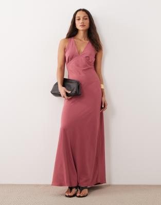 Jdy V-neck Maxi Dress In Pink