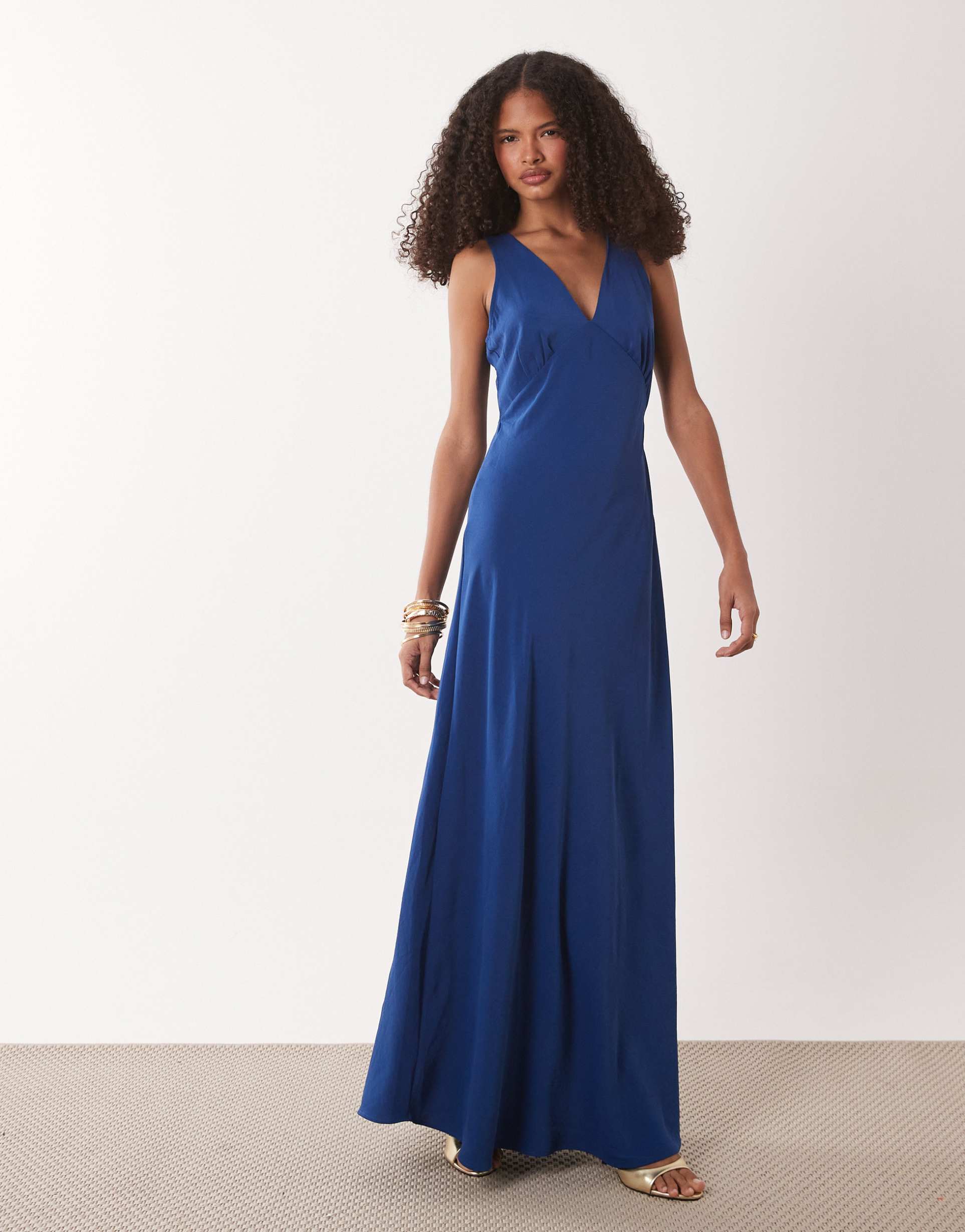 jdy v-neck maxi dress in navy